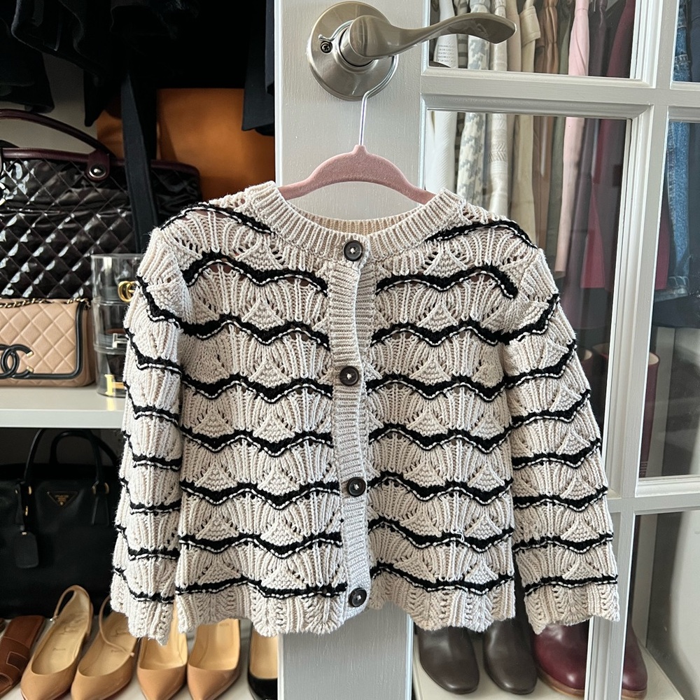 Zara Black and White Knit Cardigan